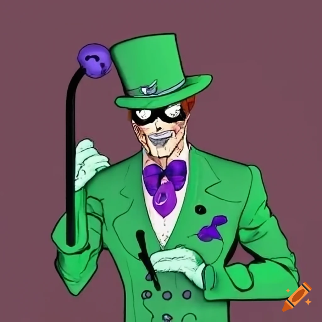 The Riddler, a Batman villain in green suit and hat