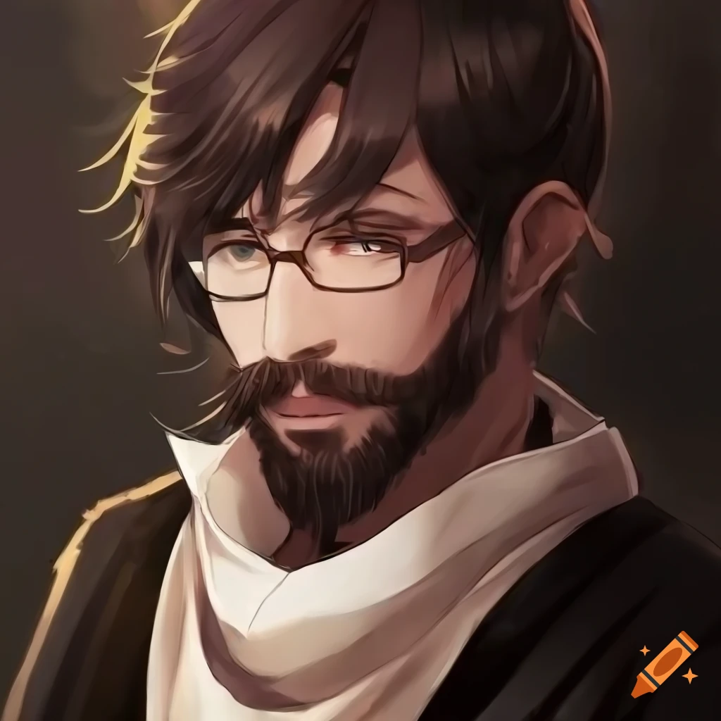 anime style depiction of a mysterious male priest
