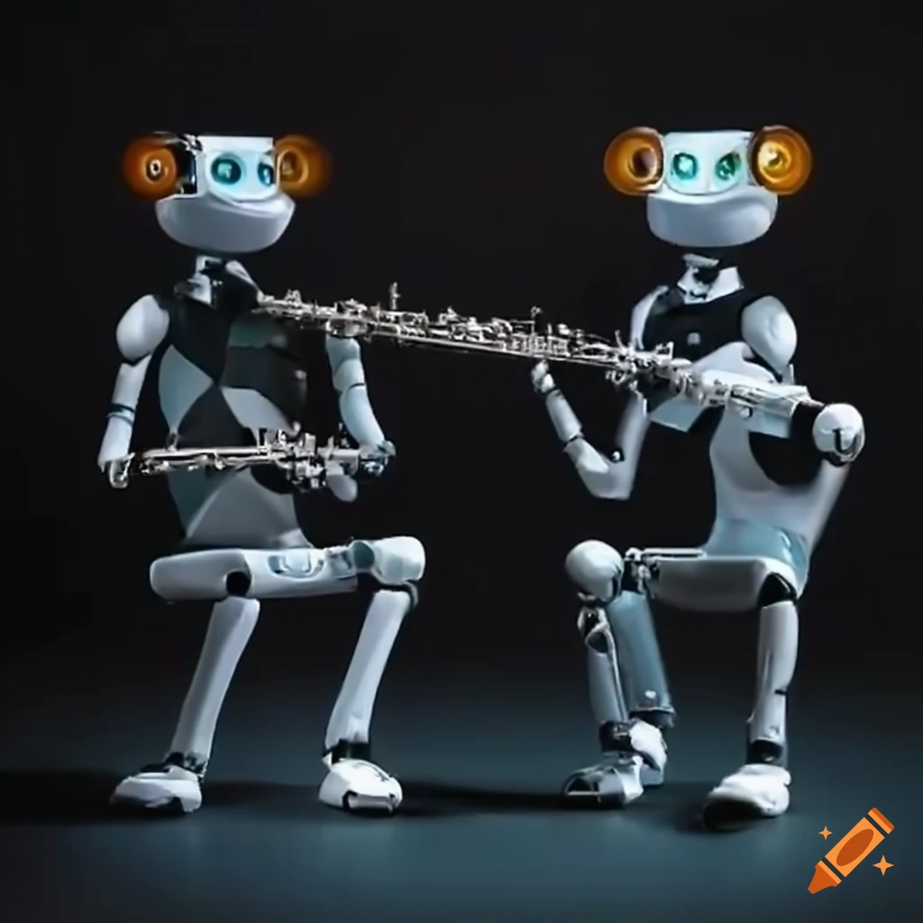 Robots playing flute and together on Craiyon