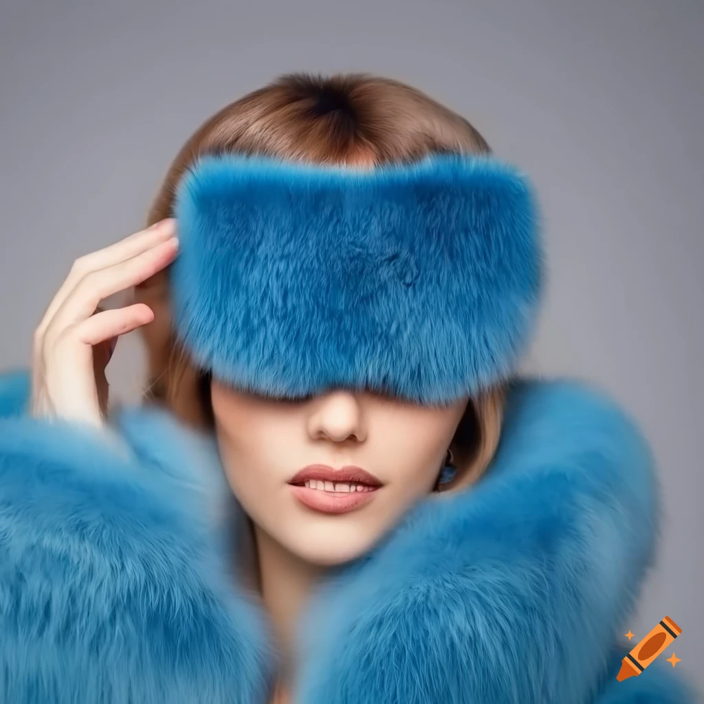 Woman wearing a fluffy fur coat and sleep mask on Craiyon