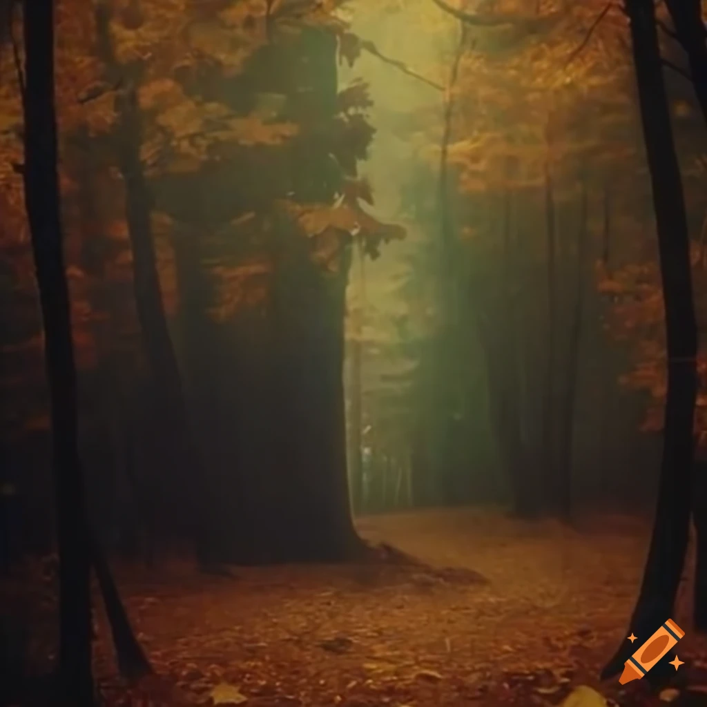 eerie face in a rainy forest