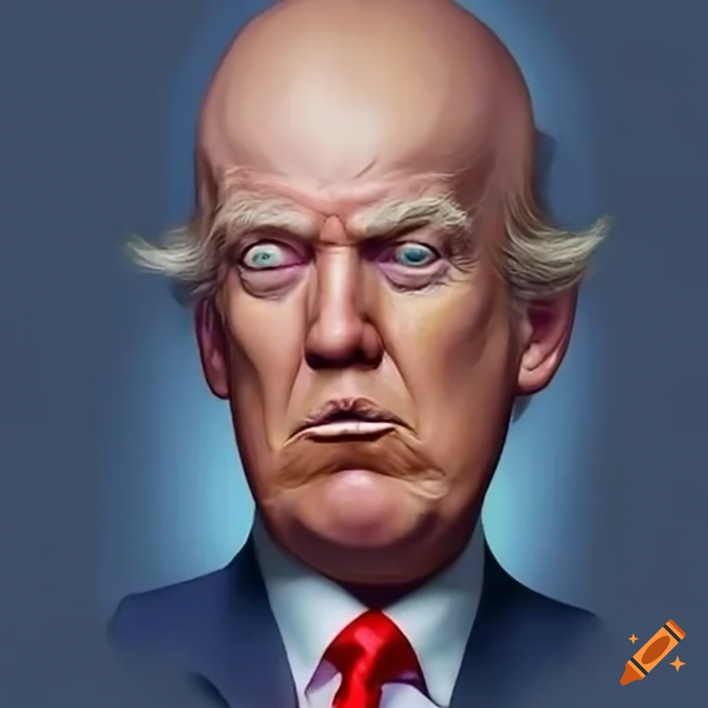 satirical image of Donald Trump with a bald head