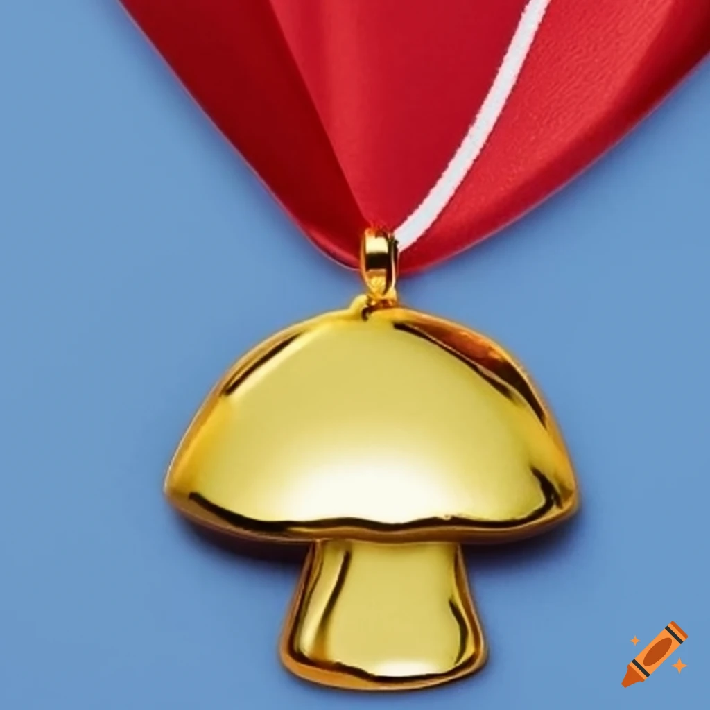 golden mushroom-shaped medal