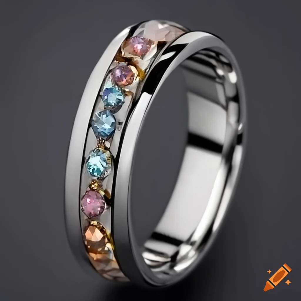 exquisite jewelled tungsten ring