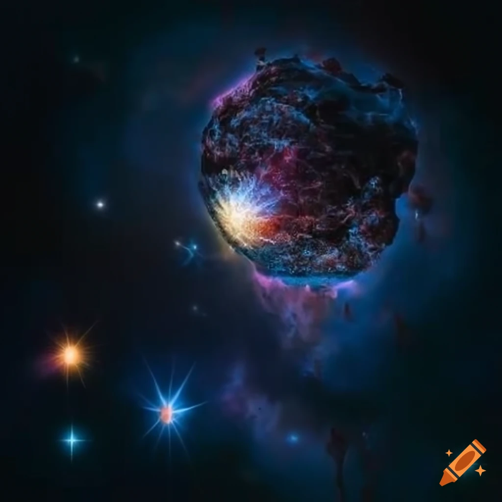 Illustration of an asteroid collision with earth on Craiyon