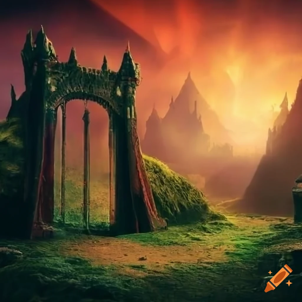 image of a king standing in front of an ancient gate in a fantasy world