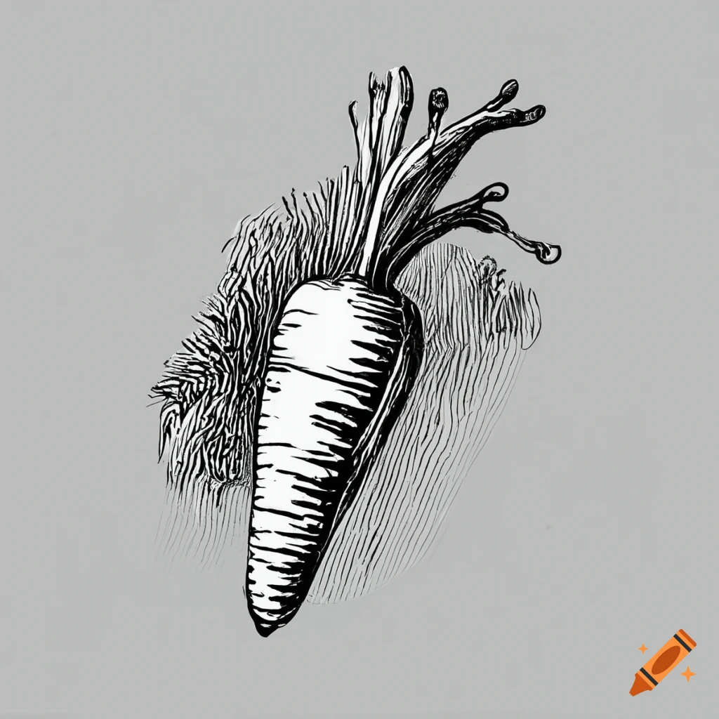 carrot illustration sketch. hand draw technique. line art illustration  8176769 Vector Art at Vecteezy