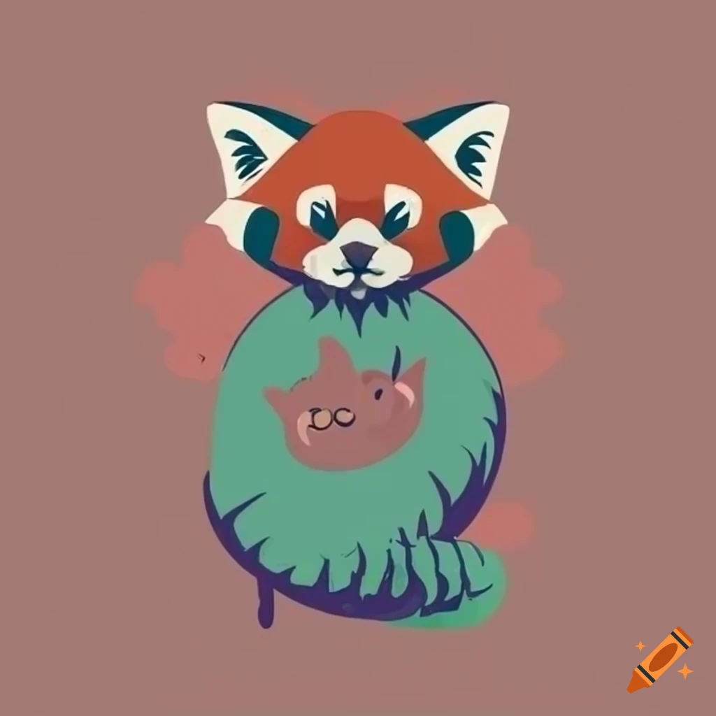 cute logo design with playful cats and a red panda