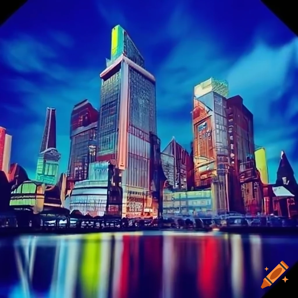 Pixar-style city illustration