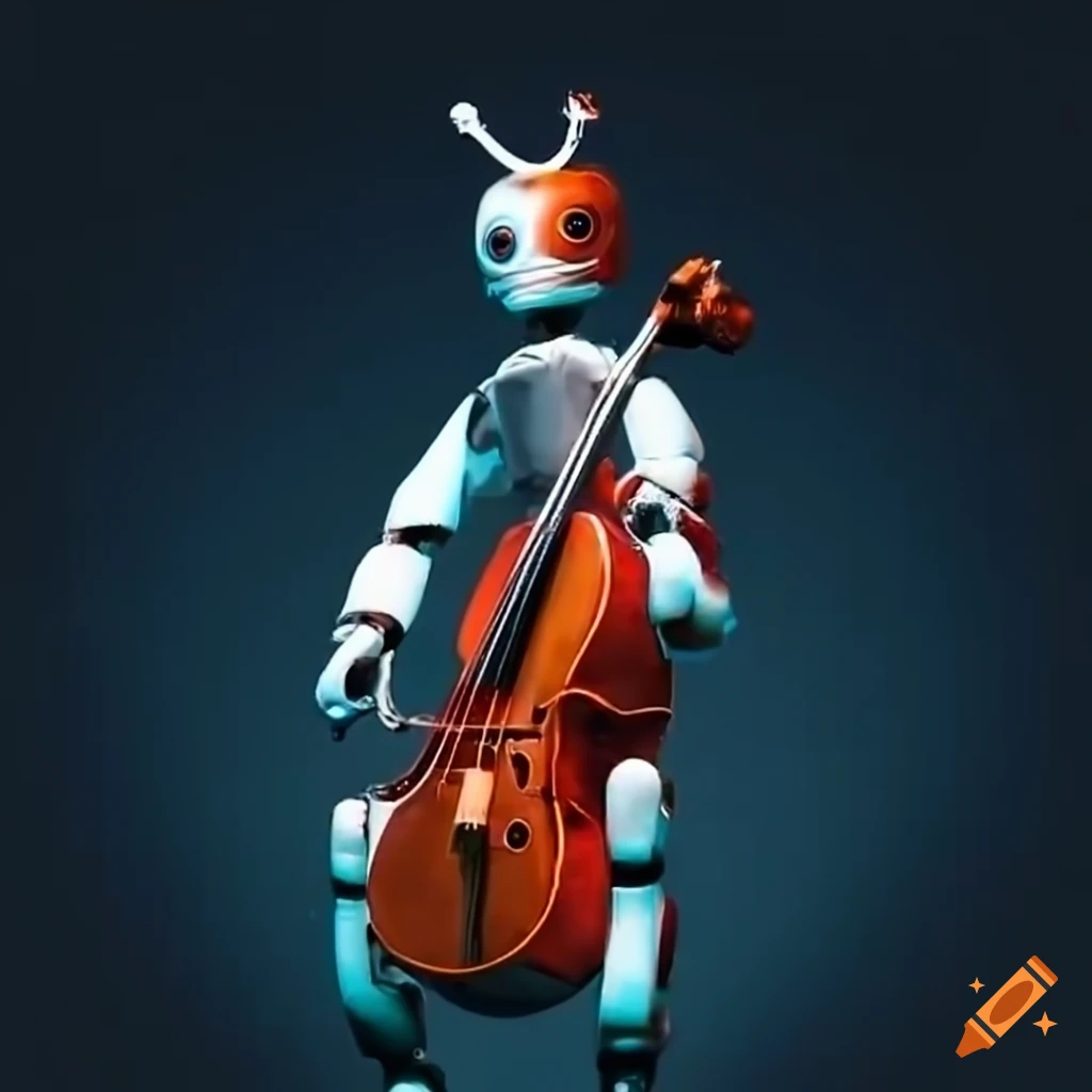 Robbie the Robot playing the cello