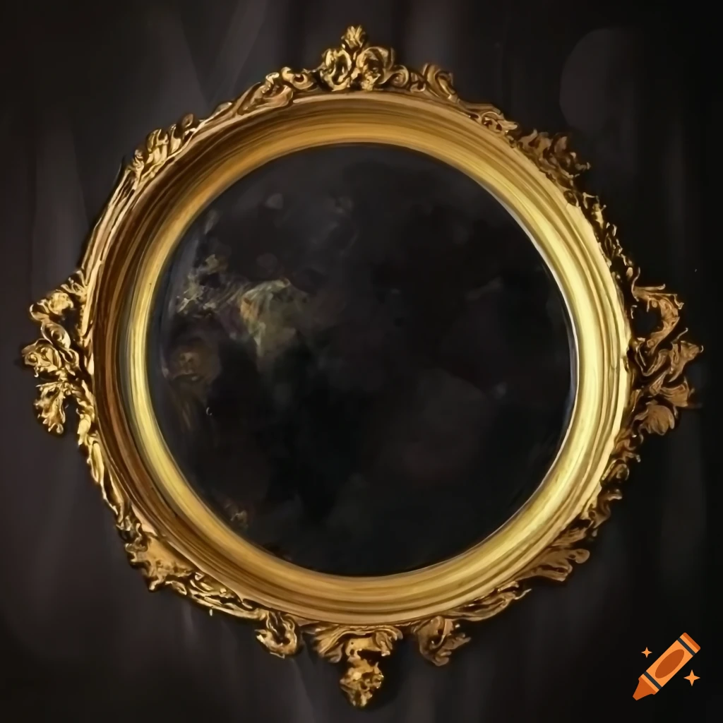 Palette knife painting with white circle and black background in gilded