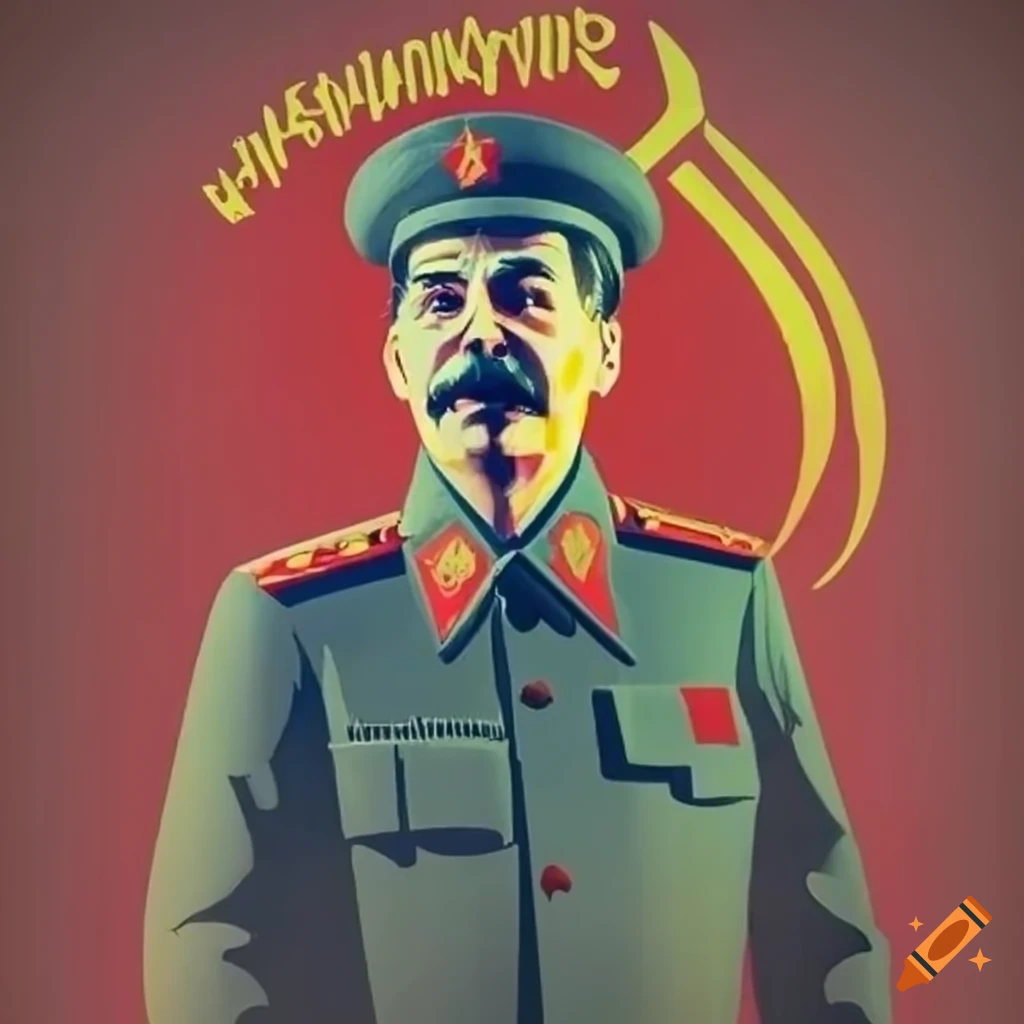 Pixar movie poster of josef stalin with soviet flag