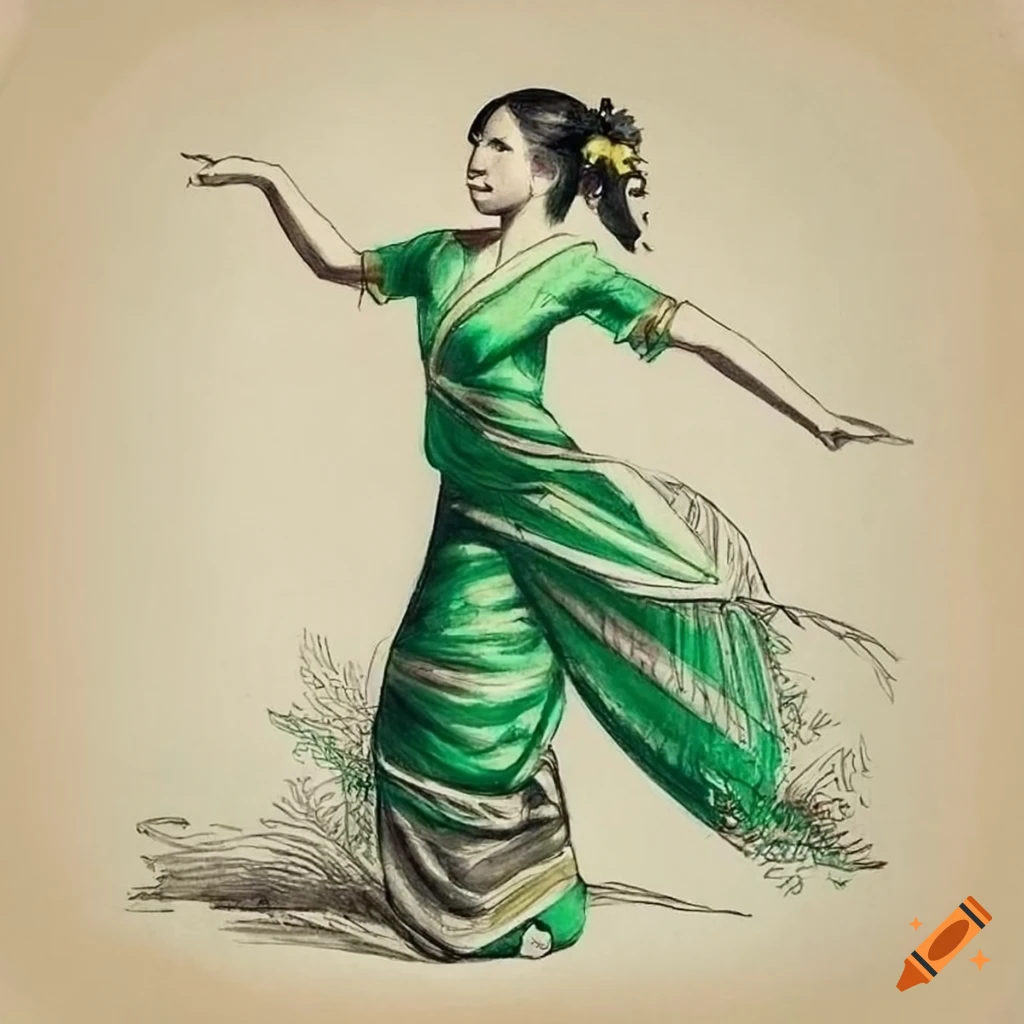 Painting Of A Dancing Girl In Sketch Work Size - GranNino