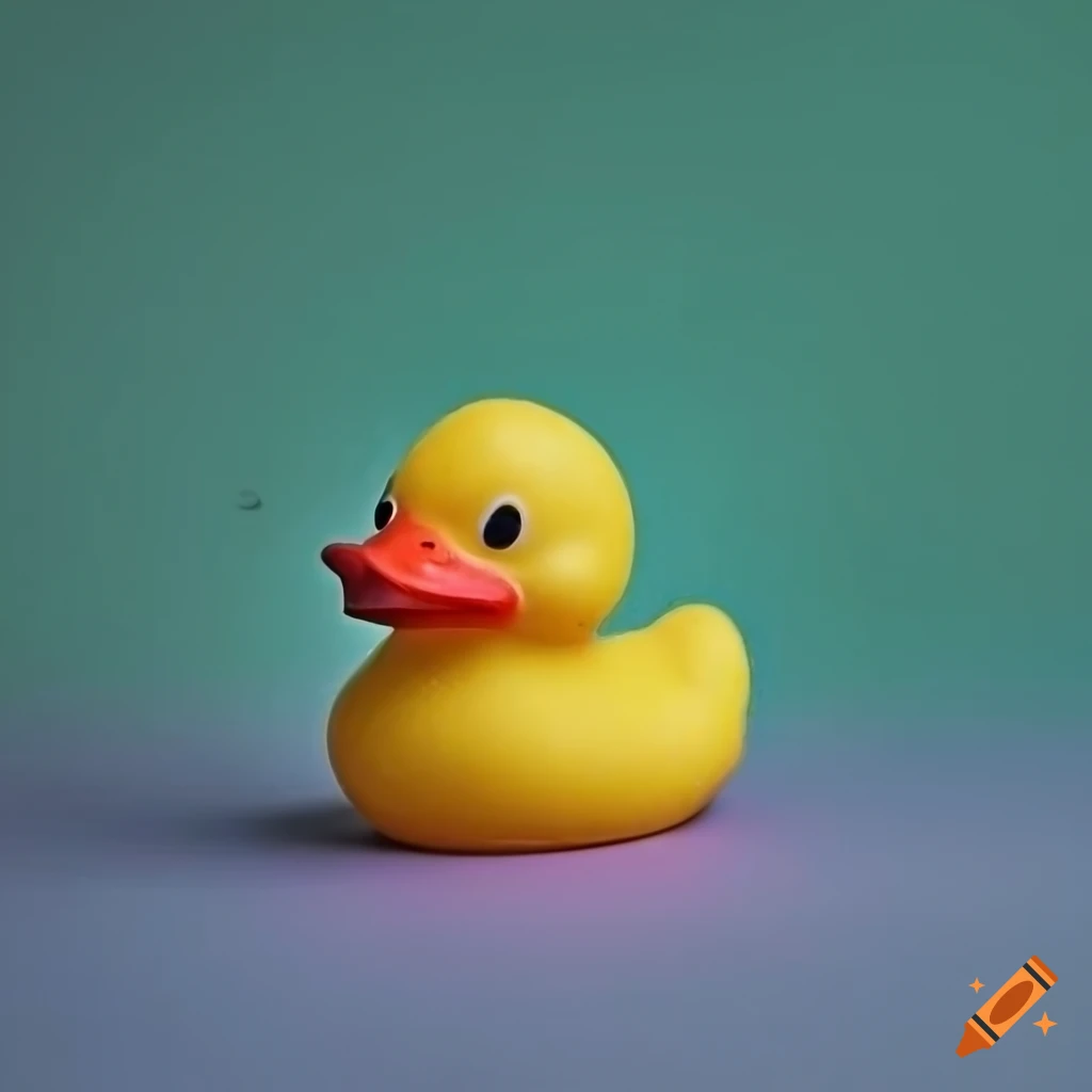 colorful rubber duck on a green and purple background