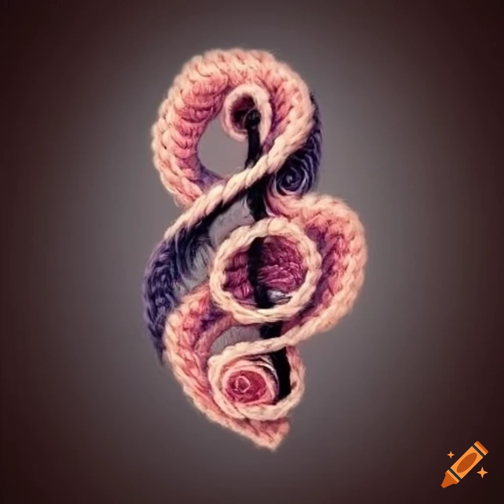 knitted tattoo with rose and music elements