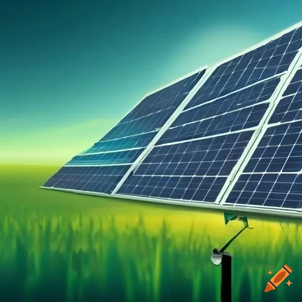 Animation Of Solar Panels In A Large Field With An Engineer On Craiyon