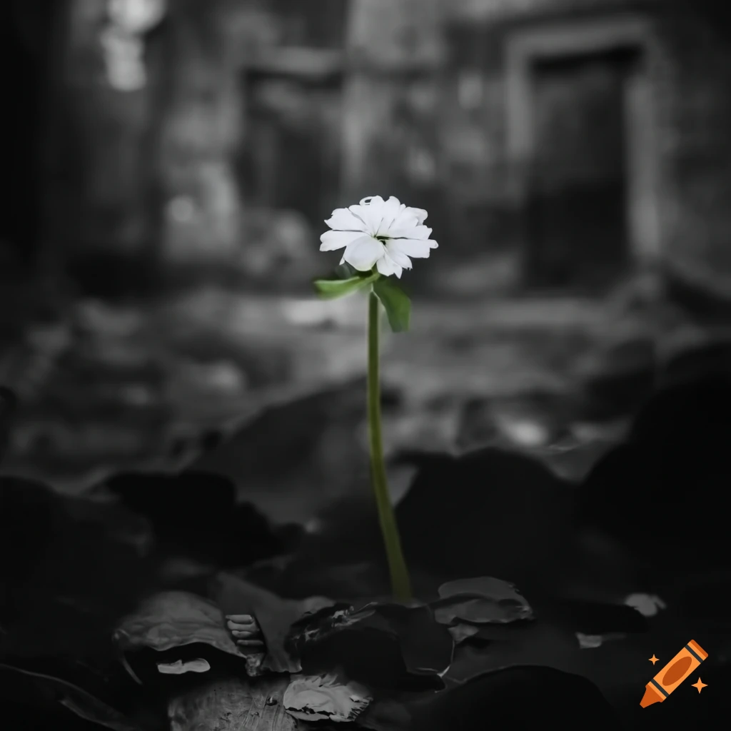Photo of a flower in a ruined structure