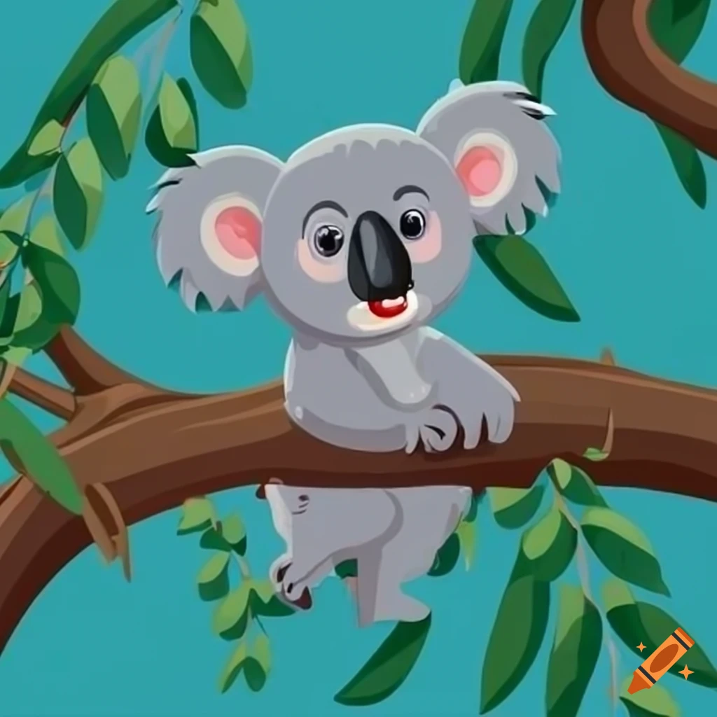 Koala Clipart-sleepy koala rests on tree branch clip art