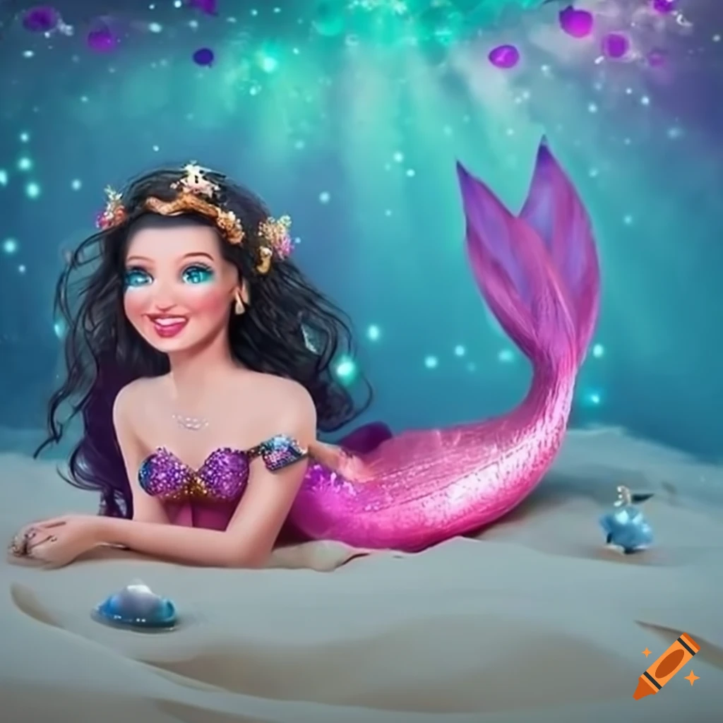 Barbie mermaid underwater on Craiyon