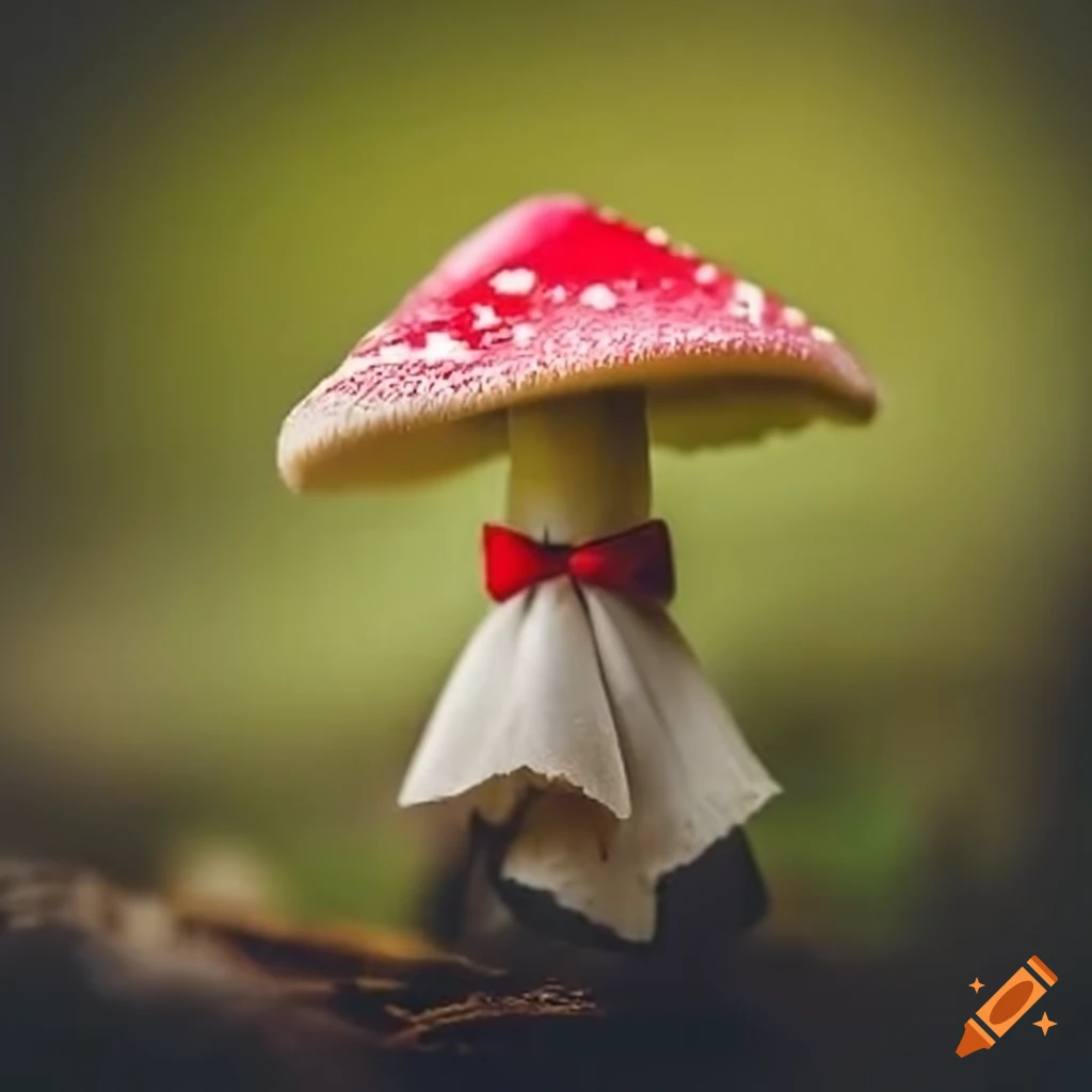 cute mushroom wearing a bow tie