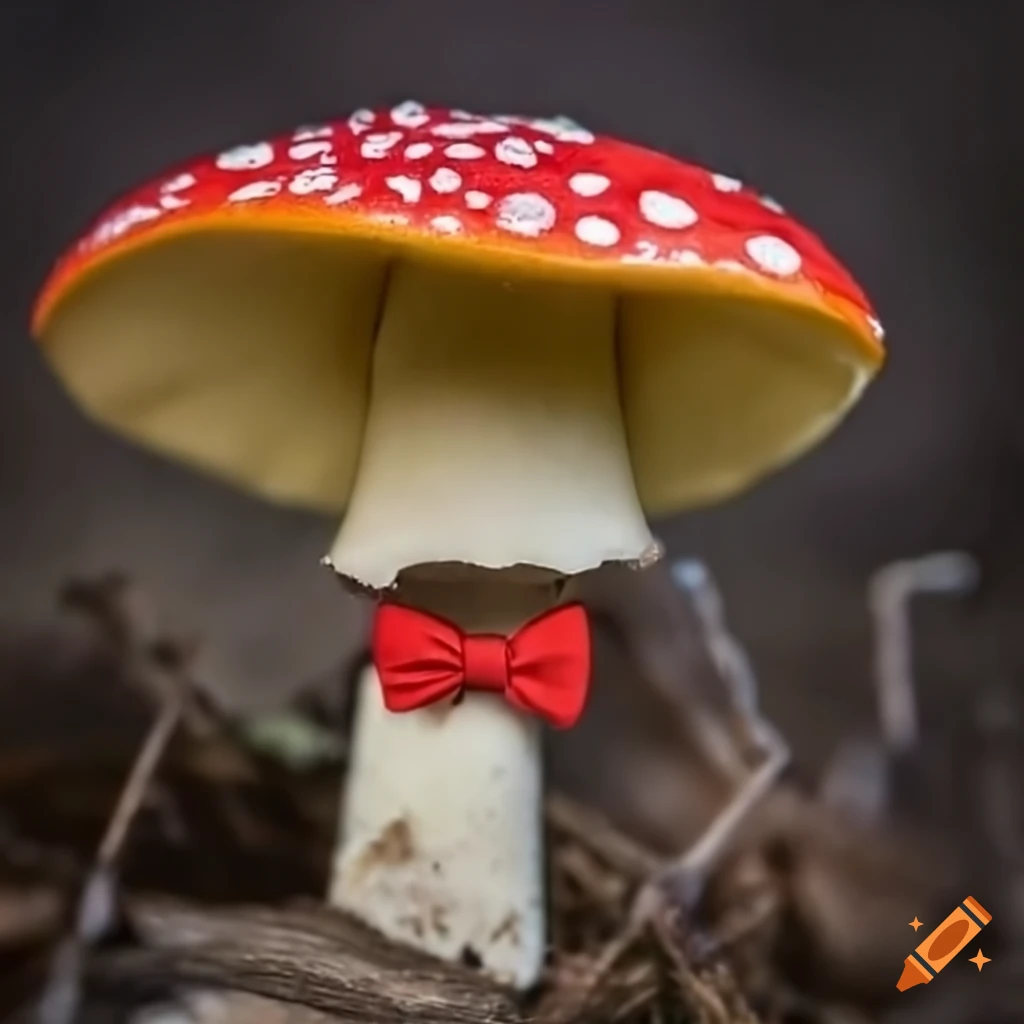 cute mushroom with a bow tie