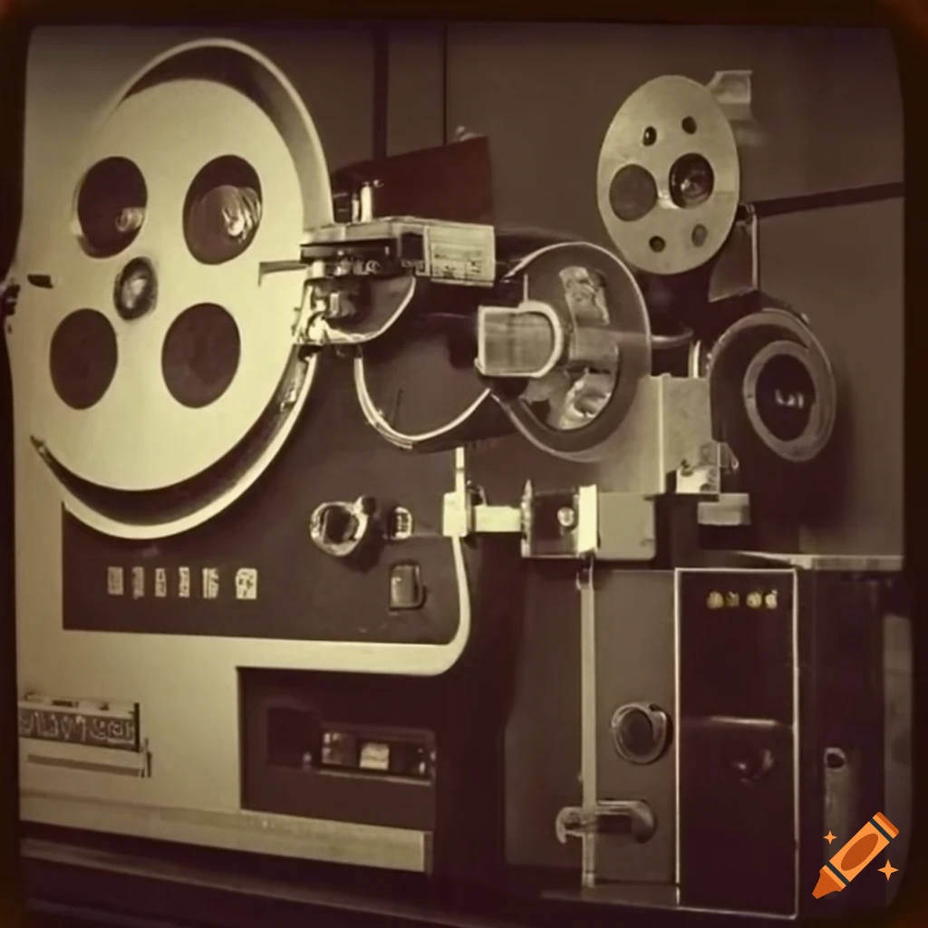 Vintage photo of a 16mm film projector on Craiyon