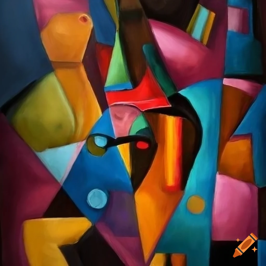 intricate and lively cubist artwork