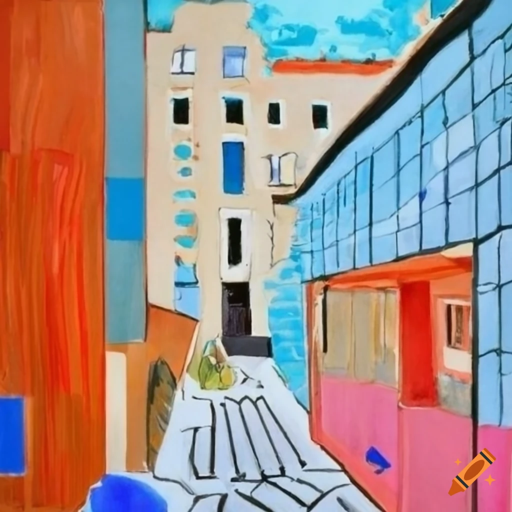 Japanese style courtyard with artwork by Georges Braque and David Hockney