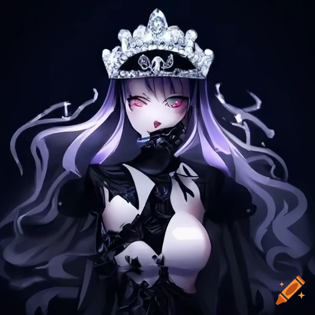 anime queen girl with silver diamond crown