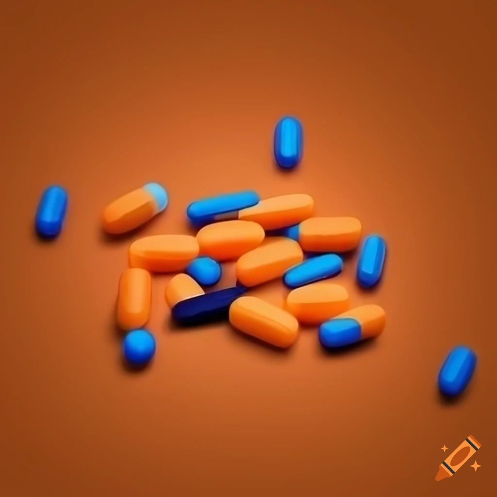 artwork-of-orange-and-blue-pills-with-the-title-docteur-c-on-craiyon
