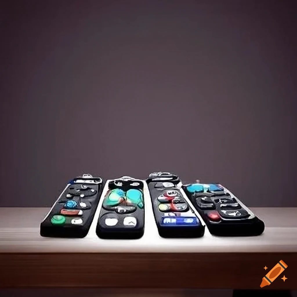 Table filled with multiple tv remotes