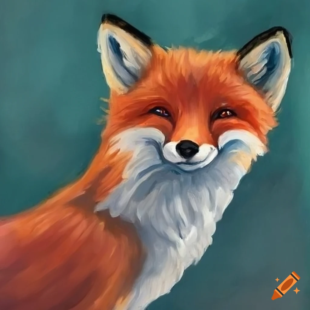classic painting of a cute fox