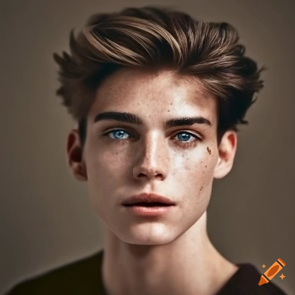 good looking man with blue eyes and dark brown hair
