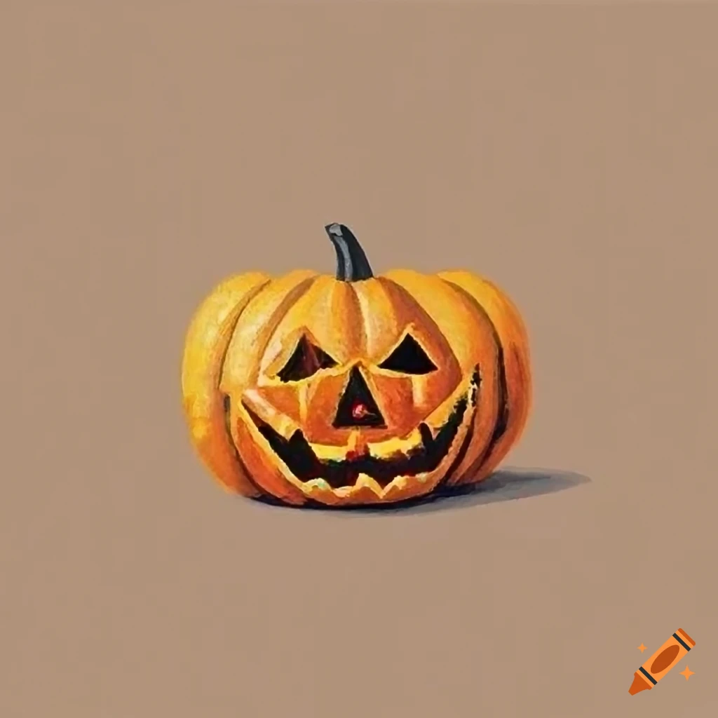 surrealist painting of a jack-o'-lantern
