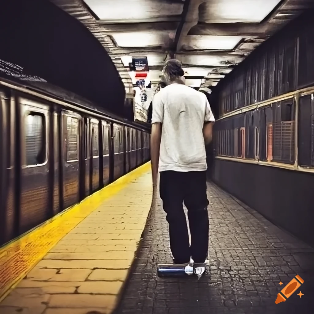 man waiting at a subway station in New York