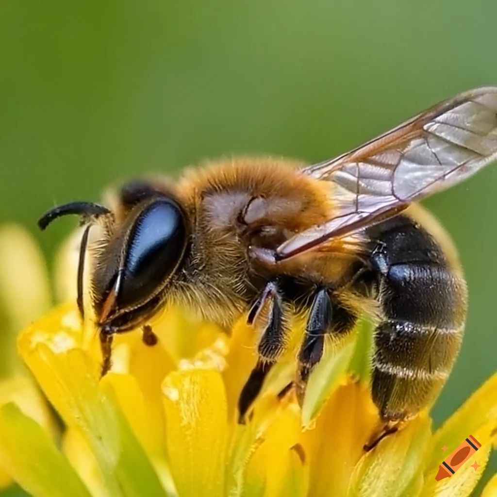 Macro photography of a bee on Craiyon
