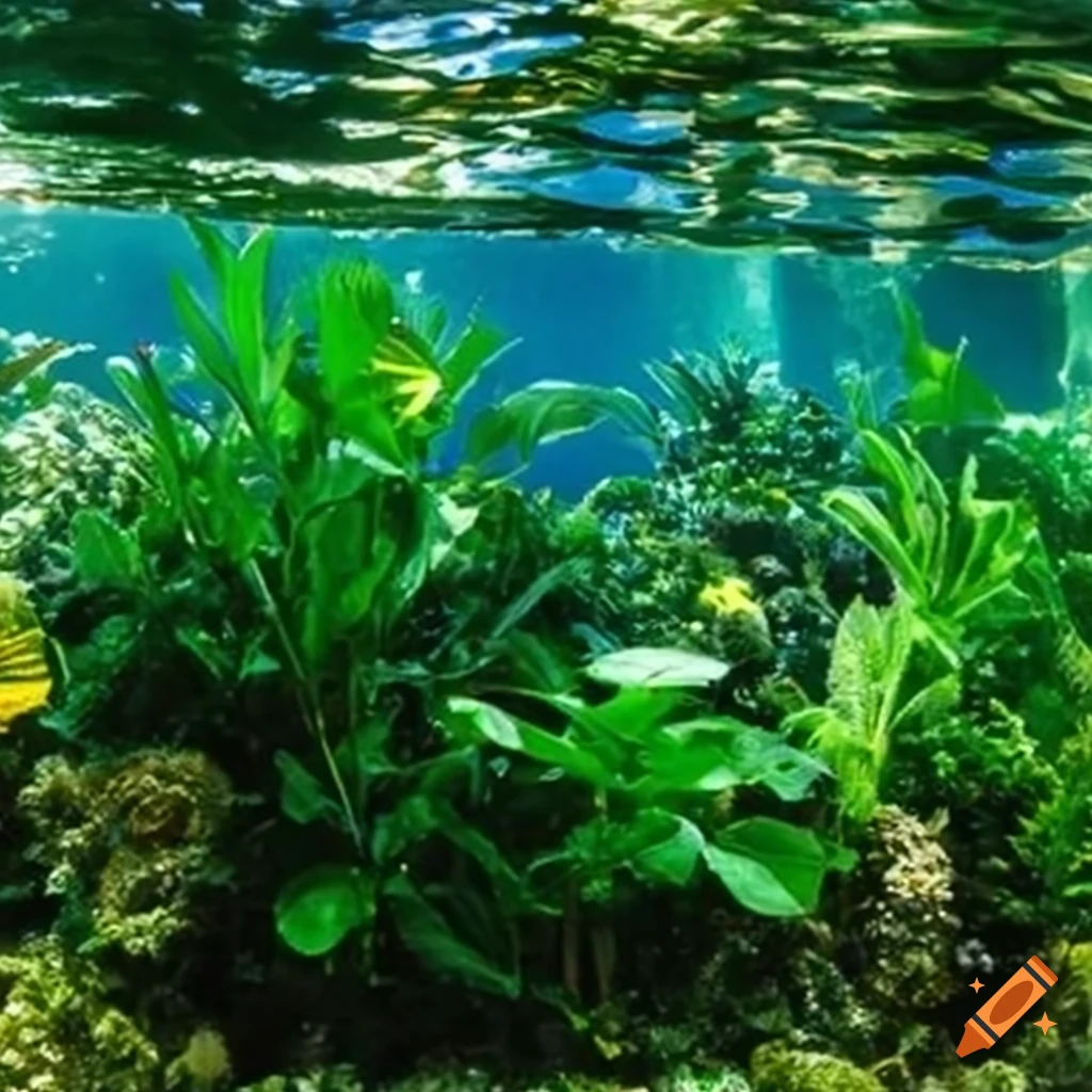 photograph of an underwater jungle with beautiful lighting