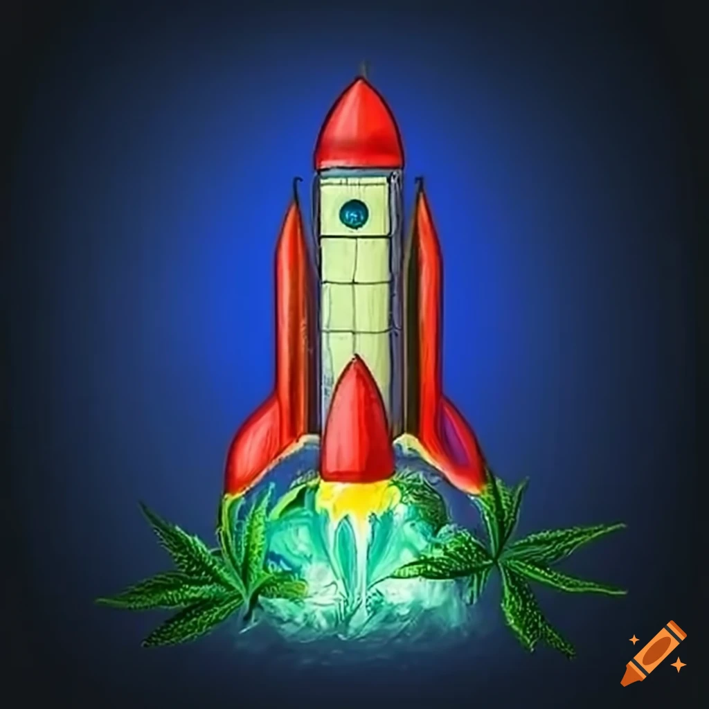 space rocket with a cannabis bud tip