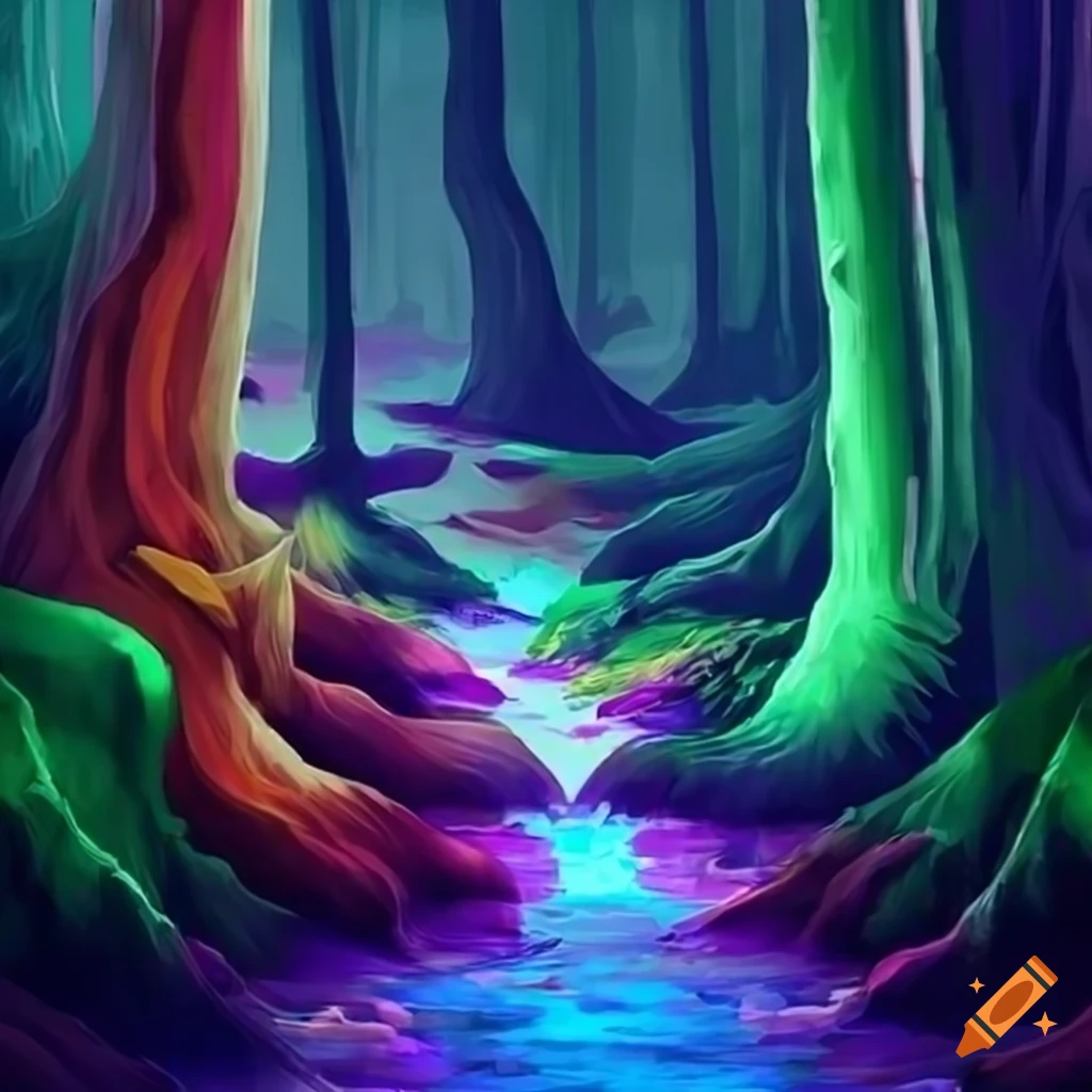 prismatic forest in a fantasy art style