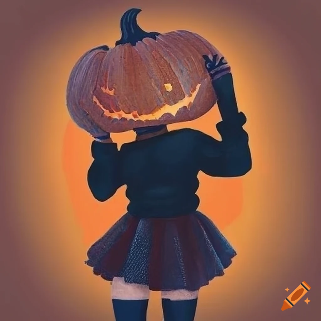 artwork of a person wearing a cute pumpkin outfit