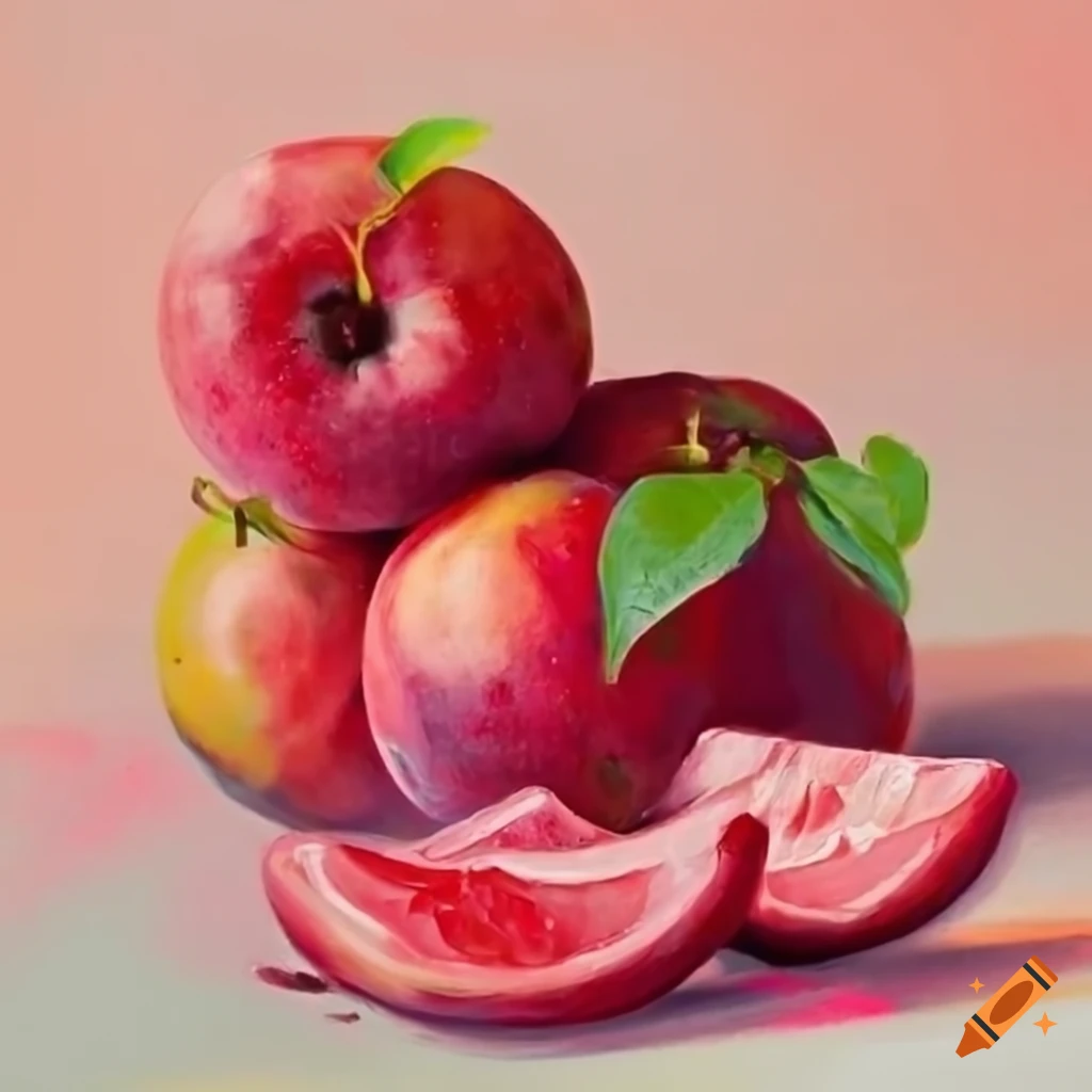 Pink fruits painted in a cubic style on Craiyon