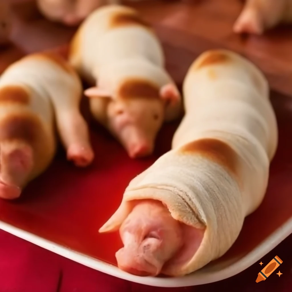 Delicious pigs in a blanket on Craiyon