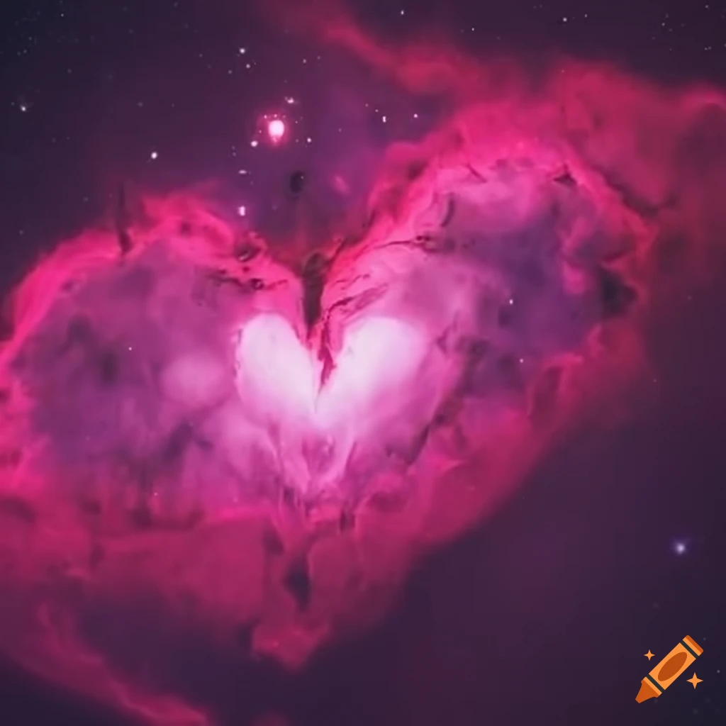 pink heart shaped nebula in space