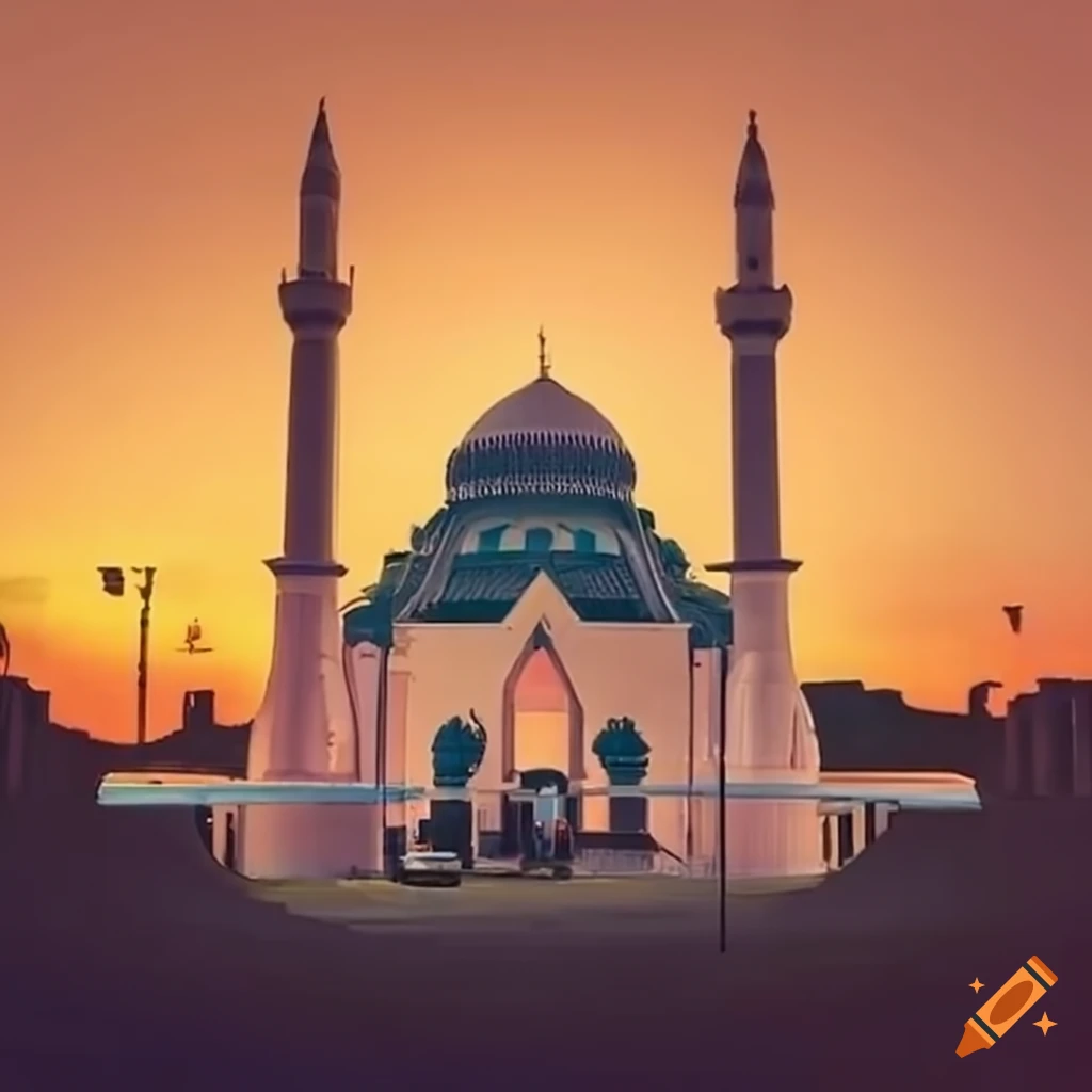 luxury car parked in front of a mosque