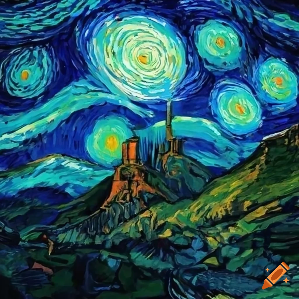 Puy de dome observatory painted in van gogh style on Craiyon