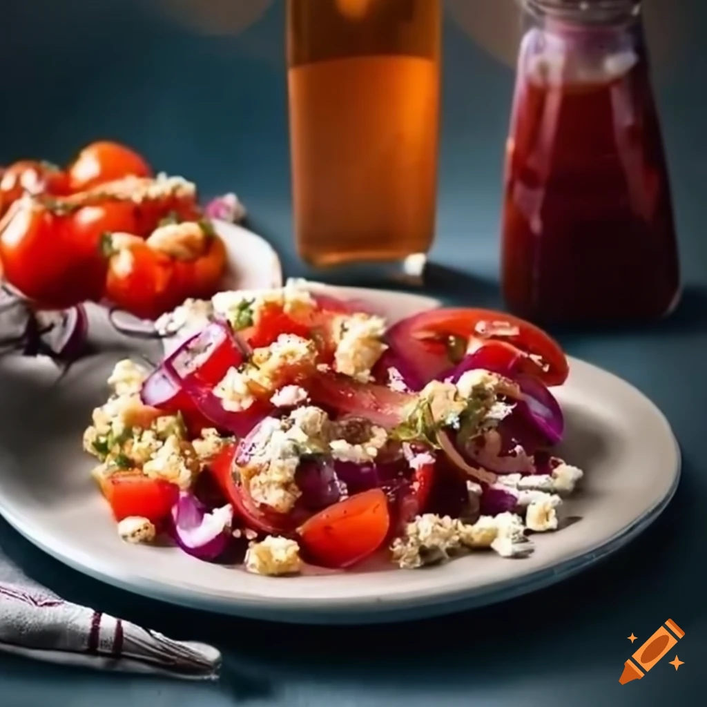 tomato salad with feta and red onions