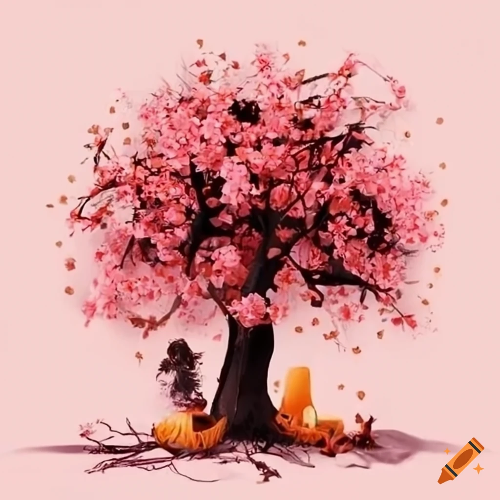 Halloween decorations with cherry blossom motif