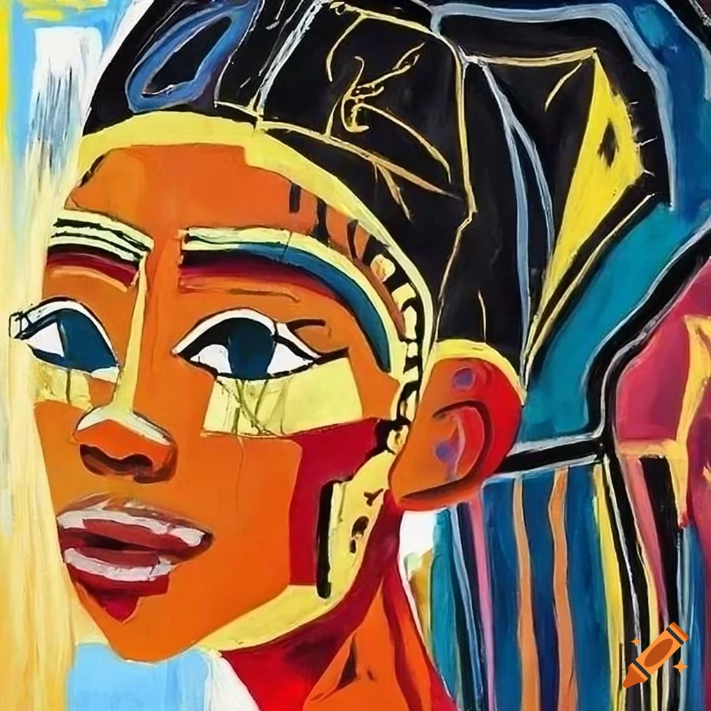 African woman in Matisse and Basquiat style