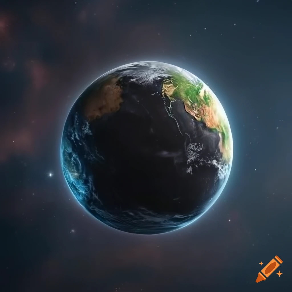 black t-shirt mockup with Earth in the background