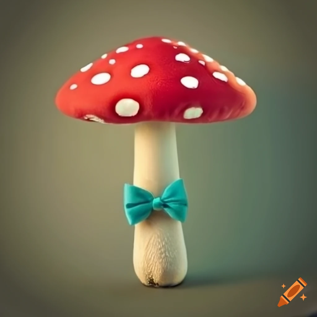 adorable mushroom with a bow tie
